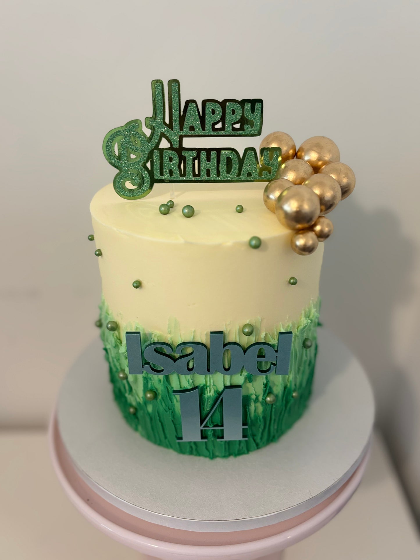 Ombré green and gold cake