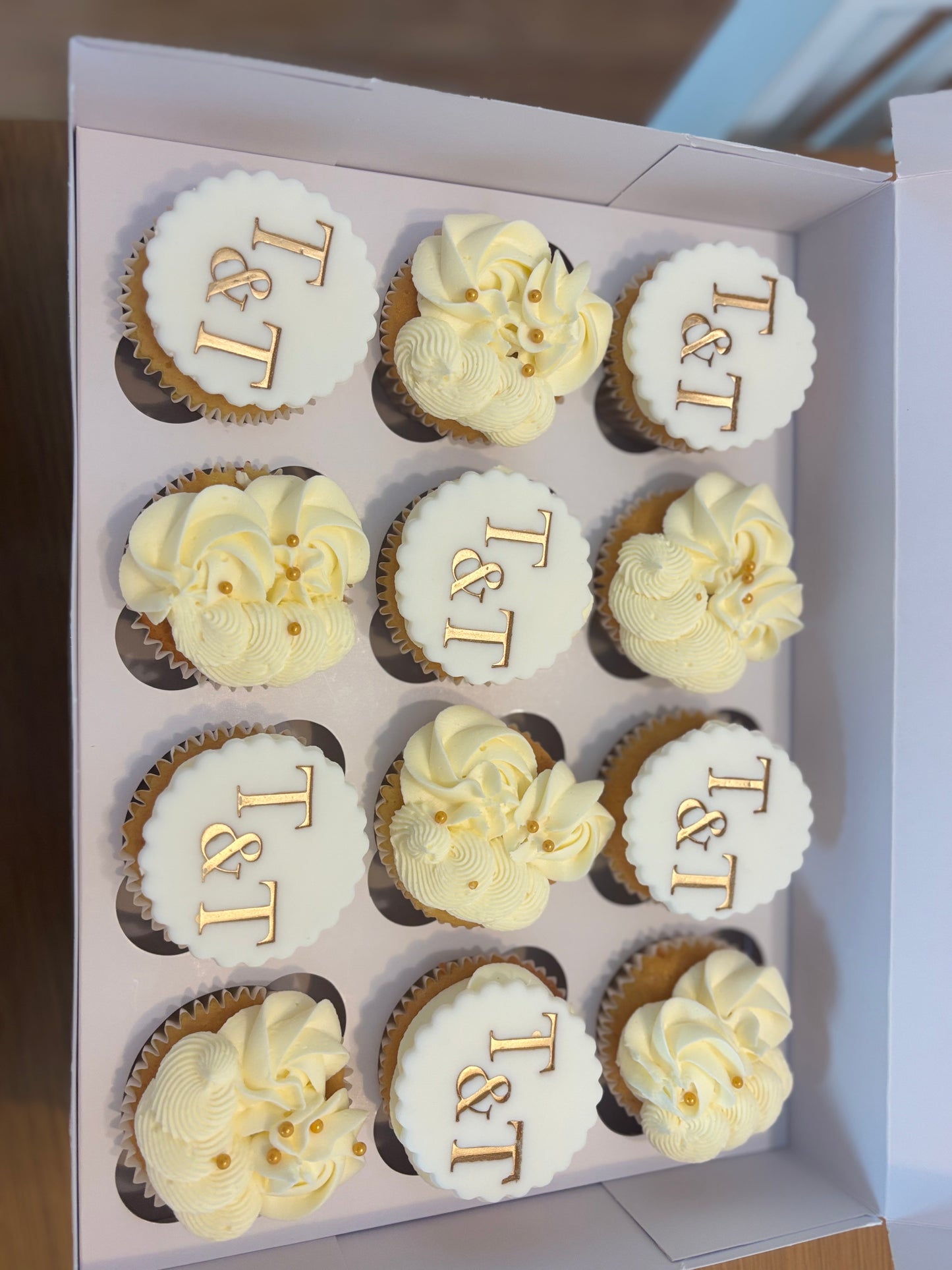 Bridal cupcakes with initials