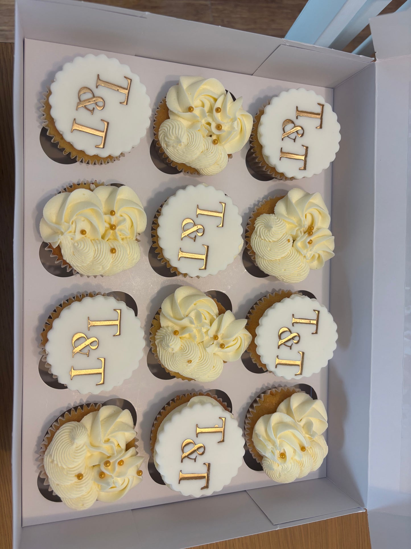Bridal cupcakes with initials