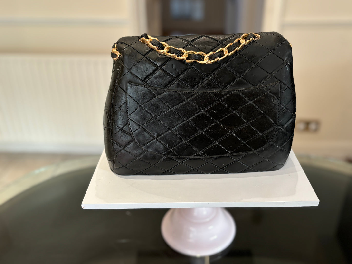 Black Chanel bag cake