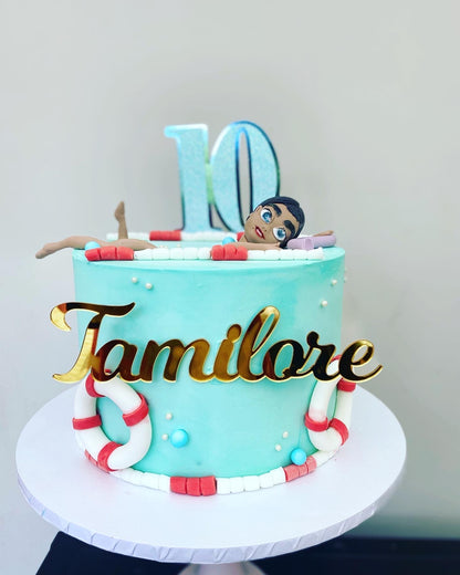 Swimming pool themed cake