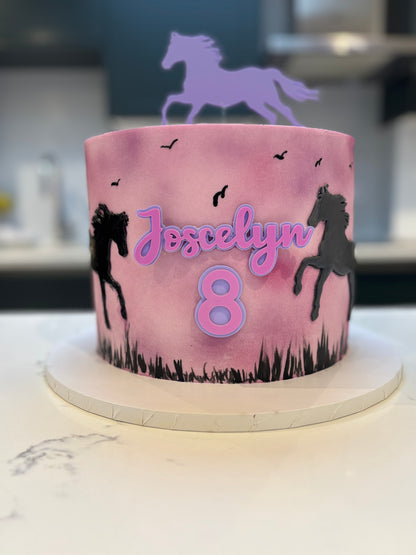 Horse in sunset themed cake