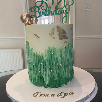 Ombré green and gold cake