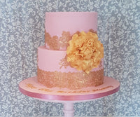 Pink and gold lace fondant cake