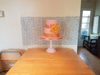 Pink and gold lace fondant cake