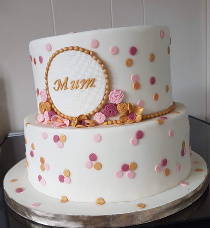 Two-Tier Polka dot Cake for Mum
