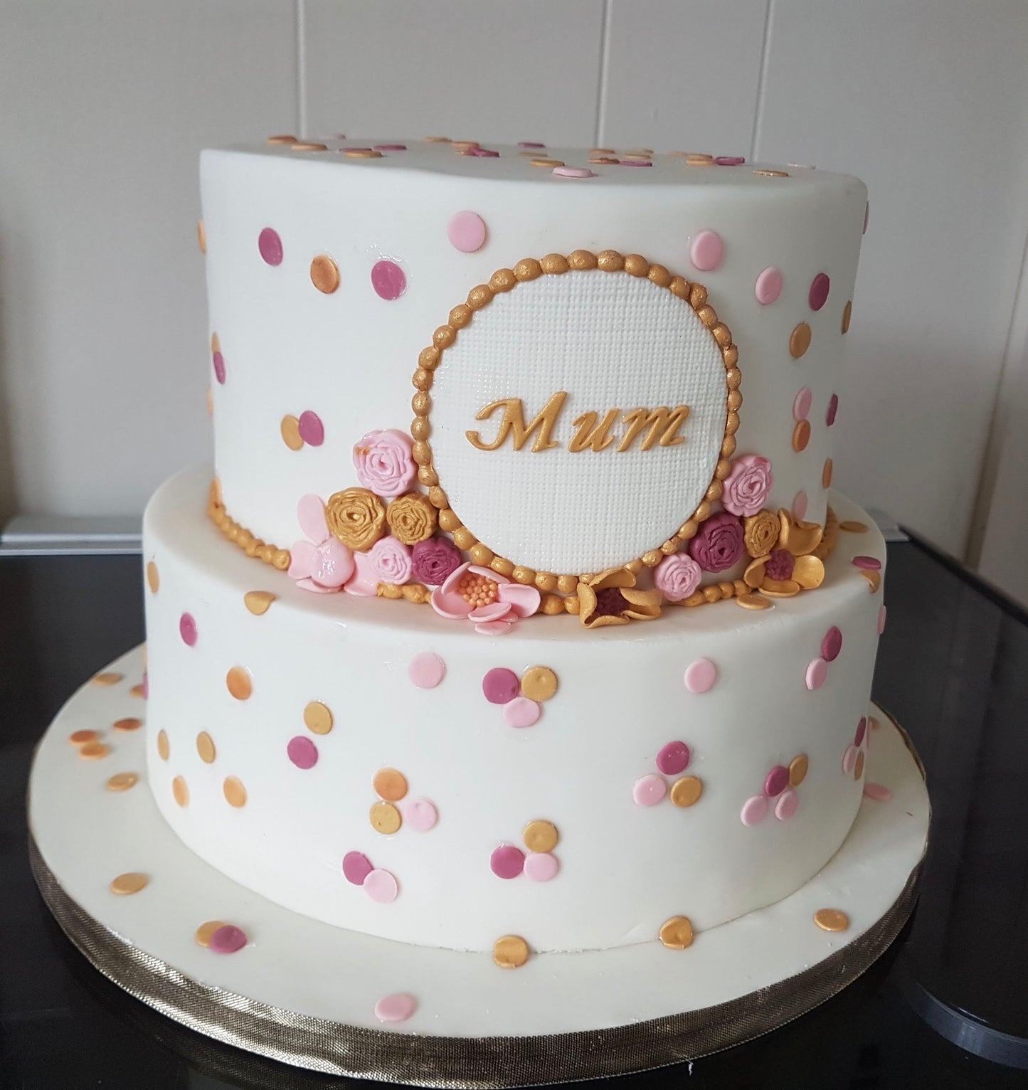 Two-Tier Polka dot Cake for Mum