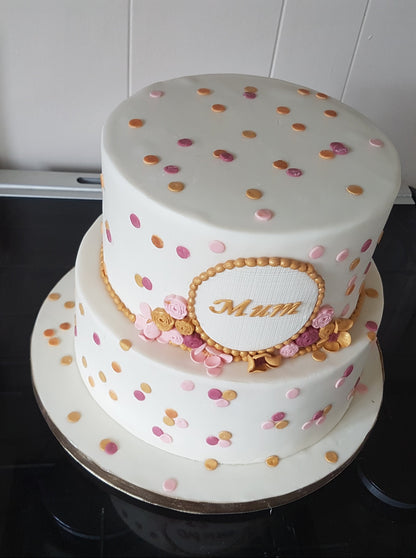 Two-Tier Polka dot Cake for Mum