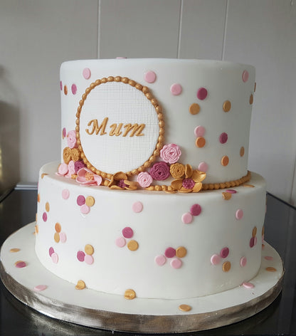 Two-Tier Polka dot Cake for Mum