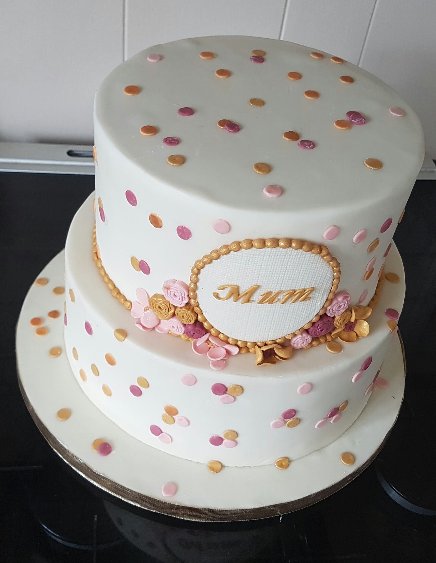 Two-Tier Polka dot Cake for Mum