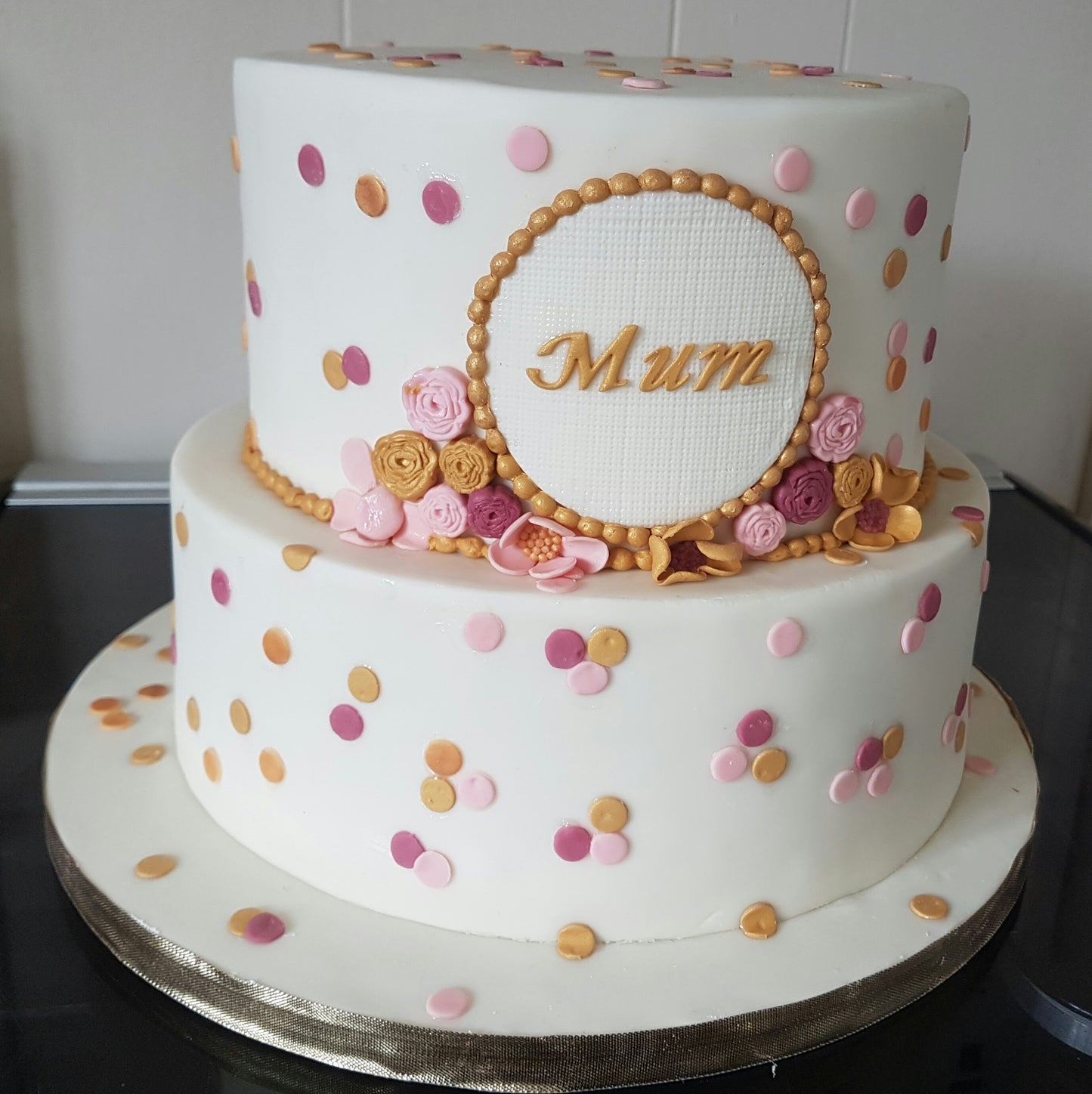 Two-Tier Polka dot Cake for Mum