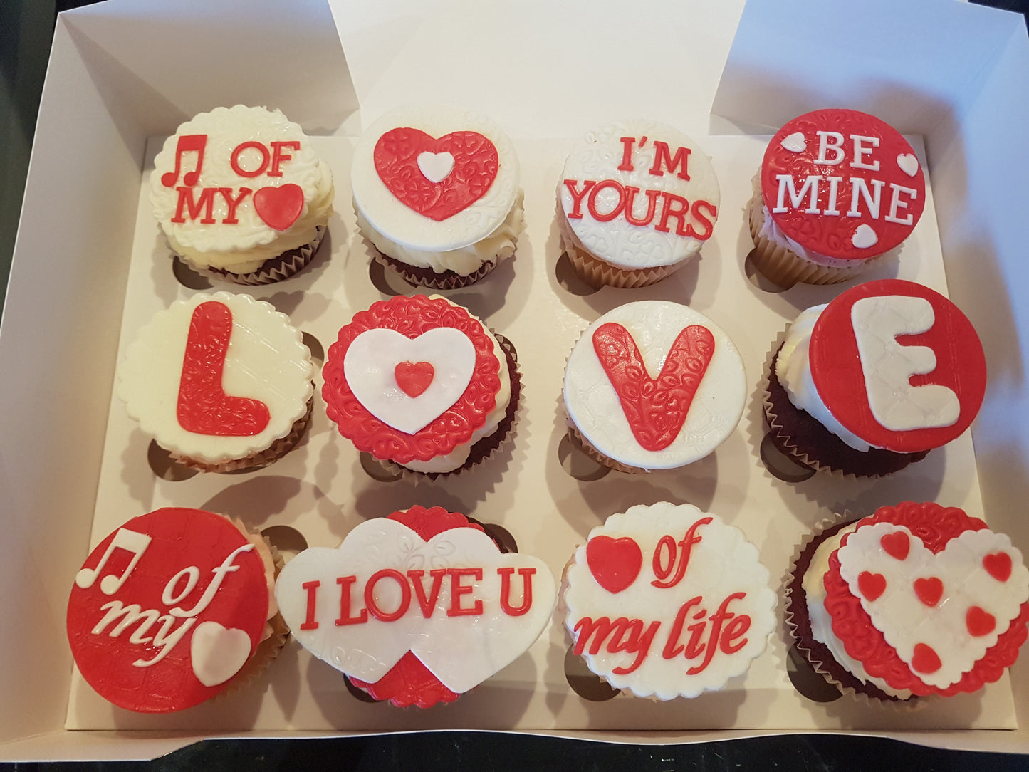 Valentine's themed cupcakes - box of 12