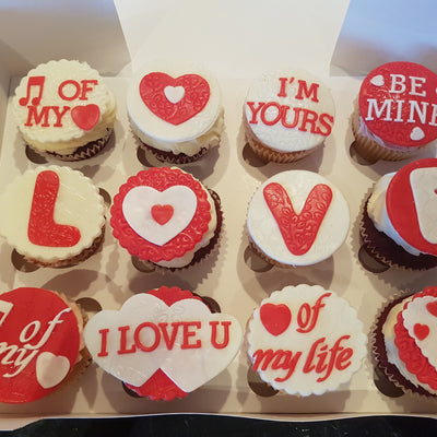Valentine's themed cupcakes - box of 12
