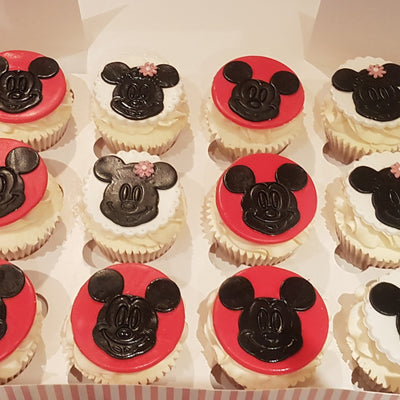 Mickey and Minnie Mouse themed cupcakes - box of 12
