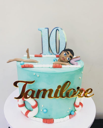 Swimming pool themed cake