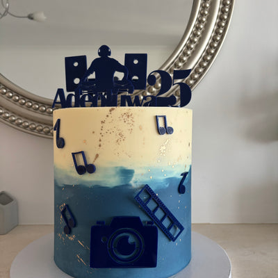 DJ and photography themed cake