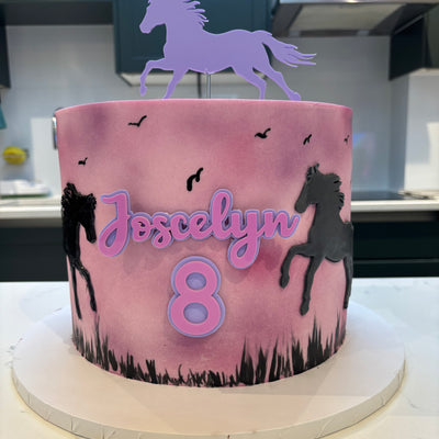 Horse in sunset themed cake