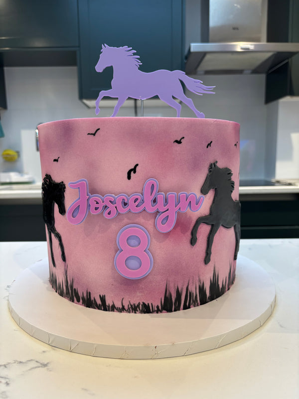 Horse in sunset themed cake