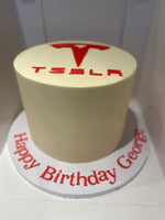 Tesla logo cake