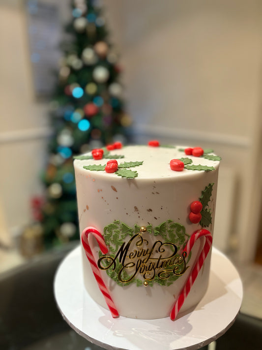 Christmas themed fondant cake