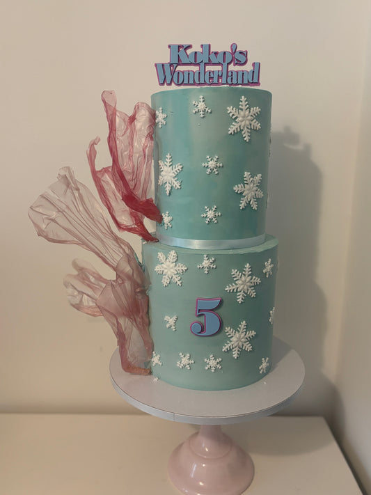 Ice crystal frozen themed cake