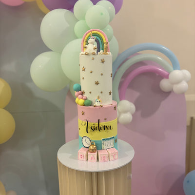 First birthday themed unicorn cake