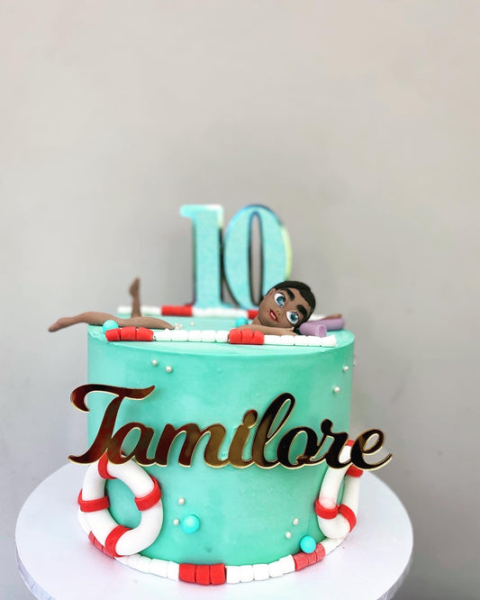 Swimming pool themed cake