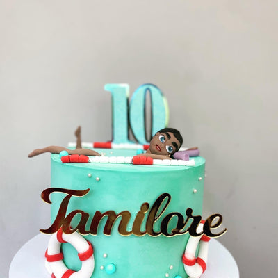 Swimming pool themed cake