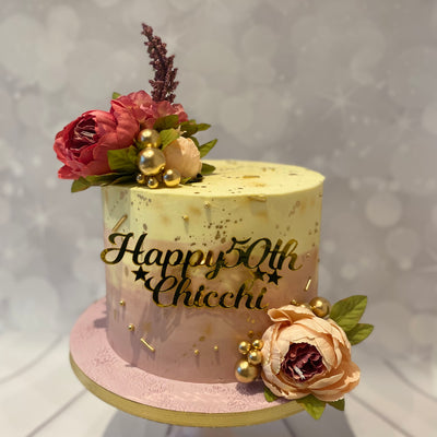 Cream and pink ombré buttercream cake