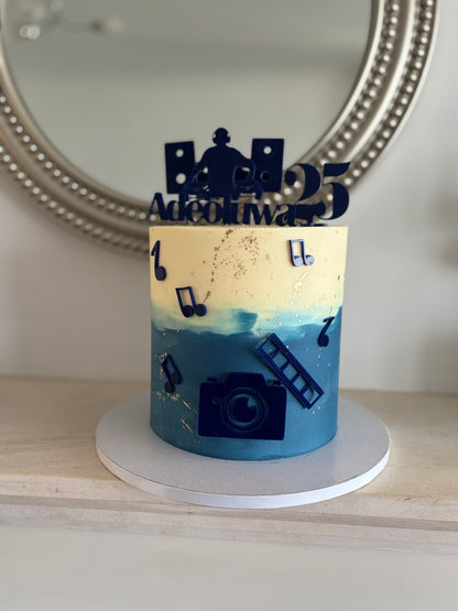 DJ and photography themed cake