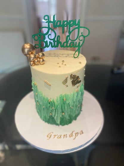 Ombré green and gold cake