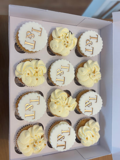 Bridal cupcakes with initials