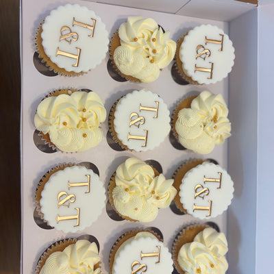 Bridal cupcakes with initials