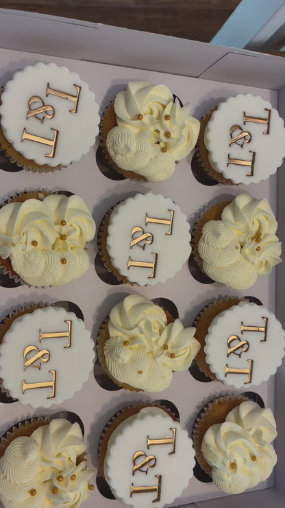 Bridal cupcakes with initials